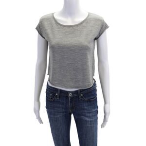 Leetha Womens Merino Wool Sleeveless Distressed Crop Top Gray Size XS